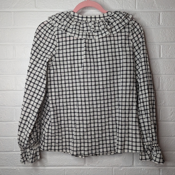 Maeve Anthropologie Plaid Ruffle Button Down Cottagecore Blouse - Picture 4 of 6